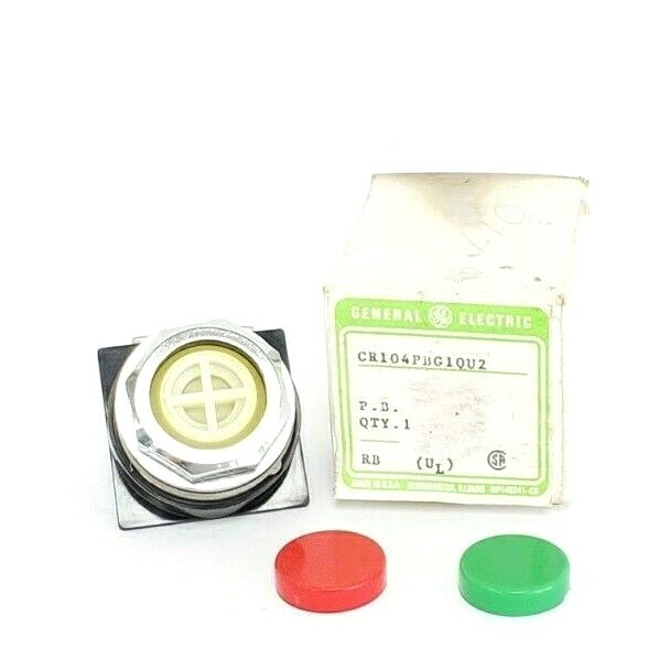 Used NIB NEW GENERAL ELECTRICS CR104PBG10U2 PUSHBUTTON CR104P W/ 2 LENS COLORS