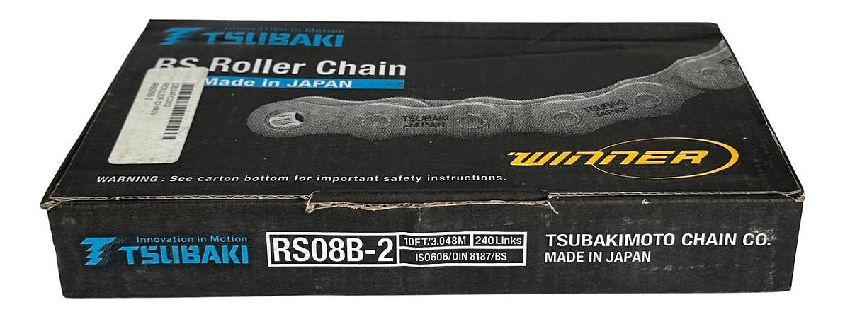 Used NEW TSUBAKI RS08B-2 / RS08B2 BS ROLLER CHAIN 240 LINKS 10FT/3.048M ISO606/DIN