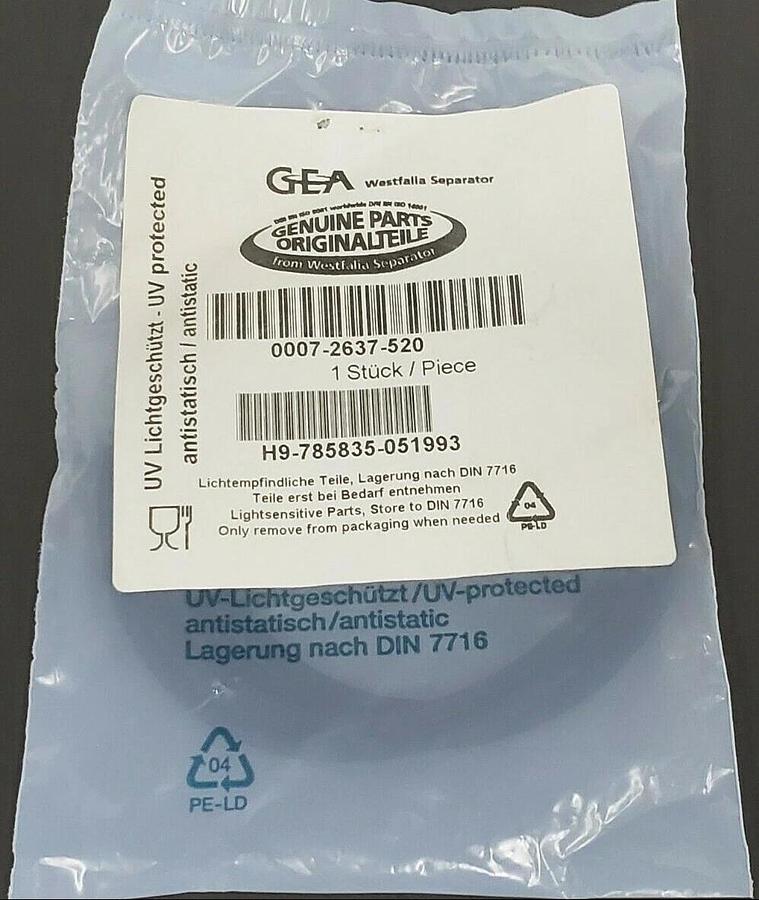 Used NEW GEA WESTFALIA SEPARATOR 0007-2637-520 O-RING 00072637520