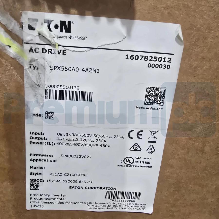 Eaton SPX550A0-4A2N1 SPX9000 Adjustable Frequency Drive VFD 550HP@480V 3Ph NSMP