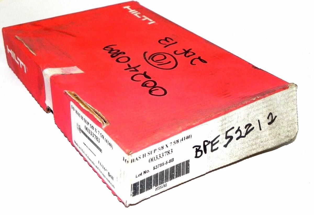 Used NIB HAS 00333783 HARDWARE KIT 5/8X7-5/8IN 80FT-LB 10 IN A BOX HAS H SUP HILTI