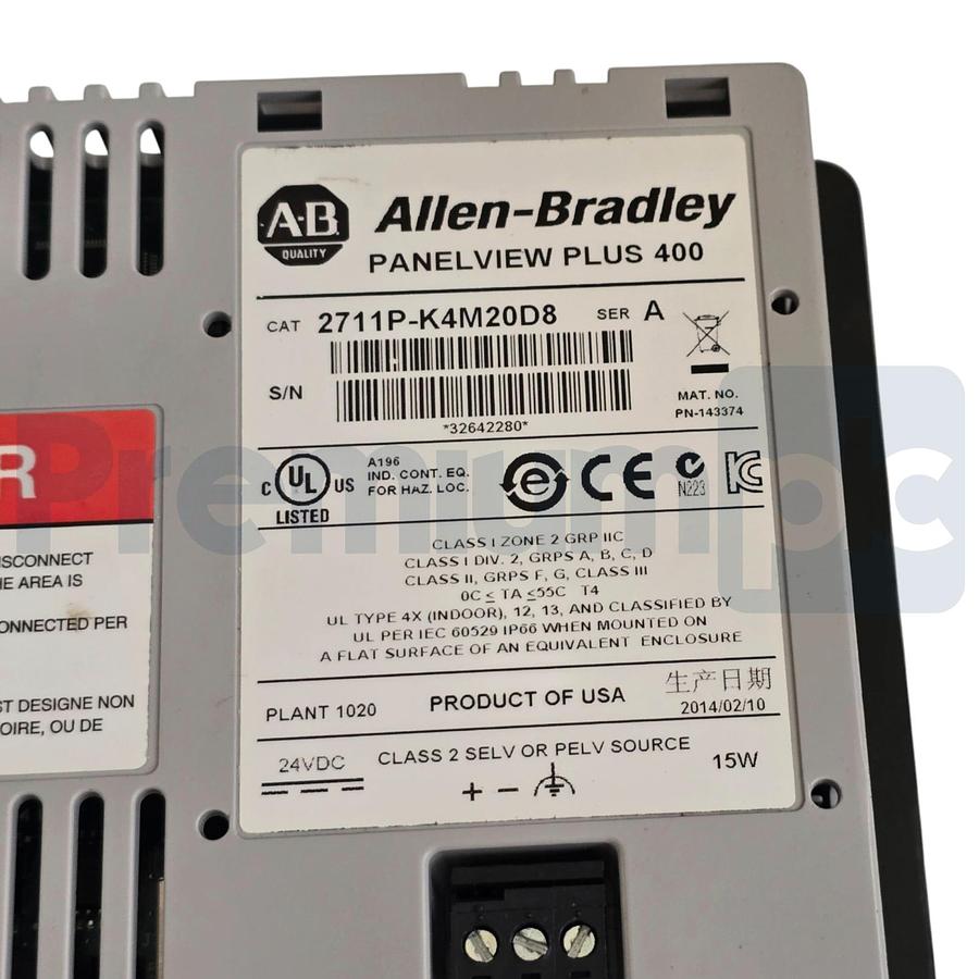 Used ALLEN BRADLEY 2711P-K4M20D8 /A Panelview Plus 6 400 KEYPAD TERMINAL 4.0" USPI