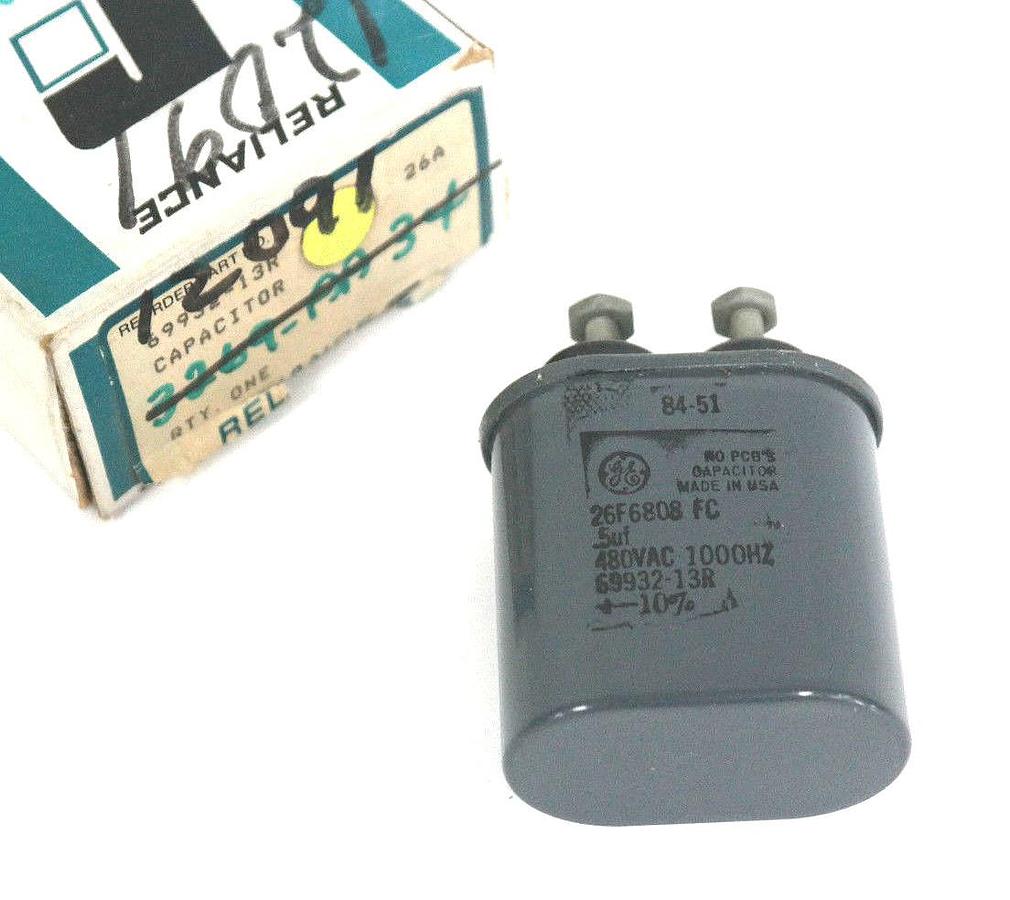Used NIB RELIANCE ELECTRIC 69932-13R CAPACITOR 26F6808 FC, 26A, 0.5uF, 480VAC, 1000HZ