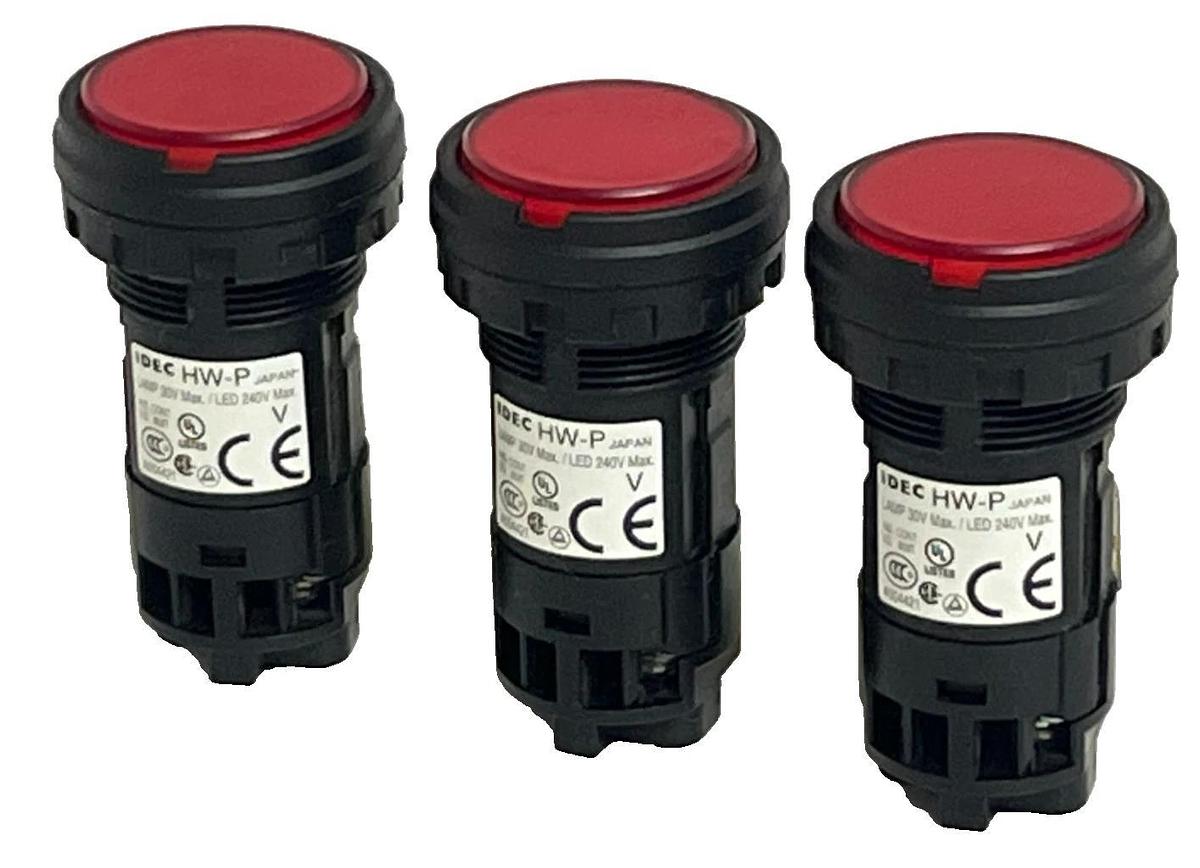 LOT OF 3 IDEC HW-P Red Indicator Light 22mm HWP Pilot Light R-24V Heavy Duty