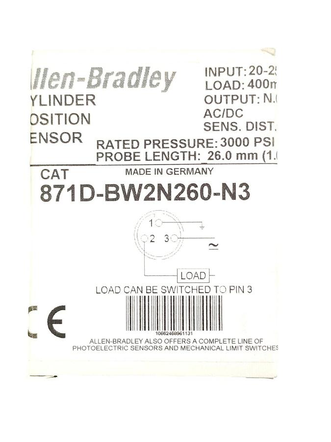NIB ALLEN BRADLEY 871D-BW2N260-N3 SER A CYLINDER POSITION SENSOR 871DBW2N260N3