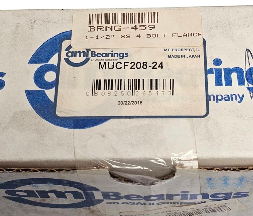 Used NIB AMI BEARINGS MUCF208-24 FLANGED BEARING STAINLESS 4BOLT 1-1/2IN BORE