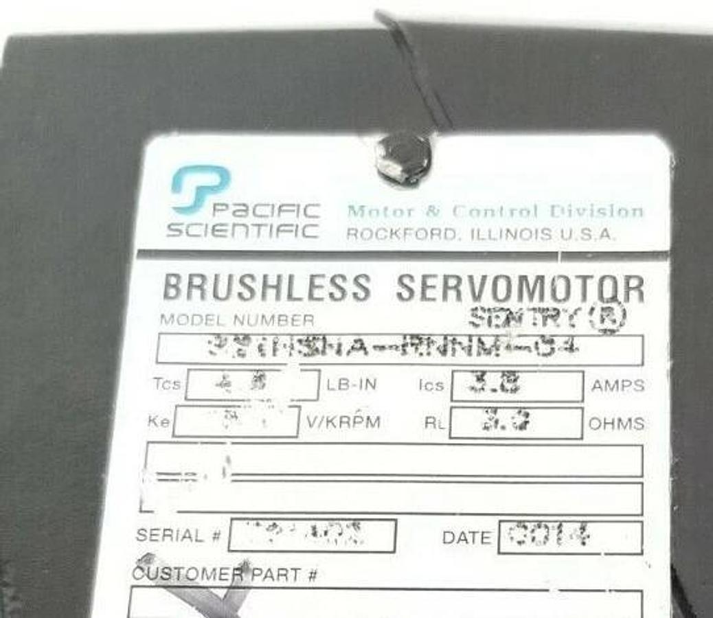 Used PACIFIC SCIENTIFIC S21HSNA-RNNM-04 SERVO MOTOR SENTRY 3.8A 3.0 OHMS 15V/KRPM