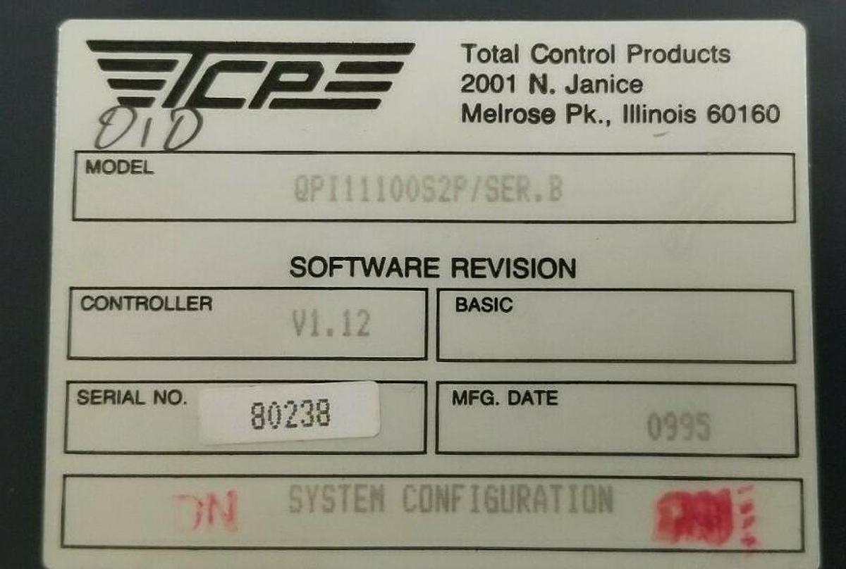 Used TOTAL CONTROL QPI11100S2P QUICKPANEL 10.4'' V1.12 W/ QPI-ABD-001 SER. B