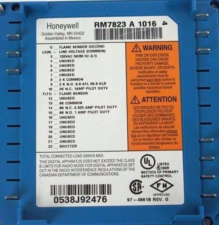 Used NEW HONEYWELL RM7823A-1016 PRIMARY FLAME SWITCH RM7823A1016
