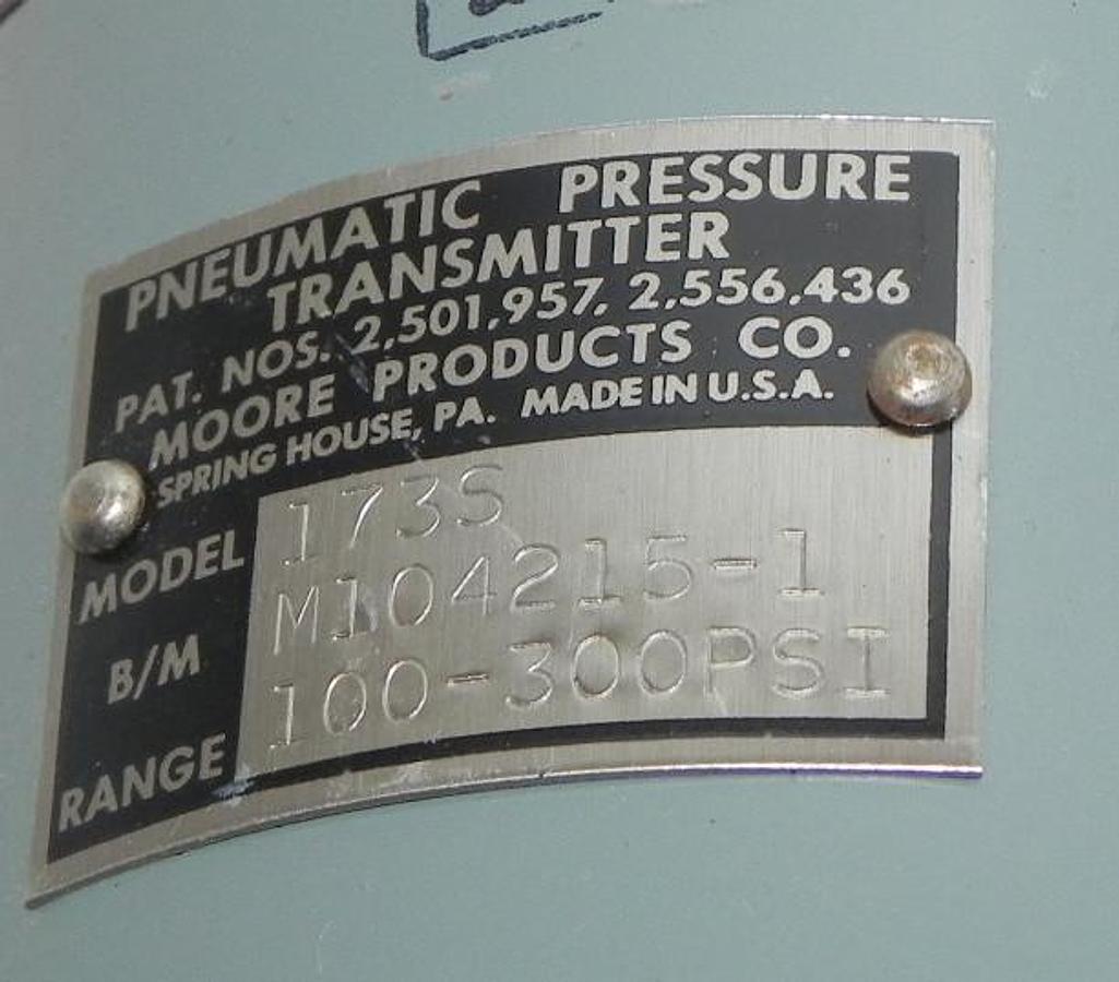 Used NEW MOORE PRODUCTS 173S PNEUMATIC PRESSURE TRANSMITTER B/M: M104215-1