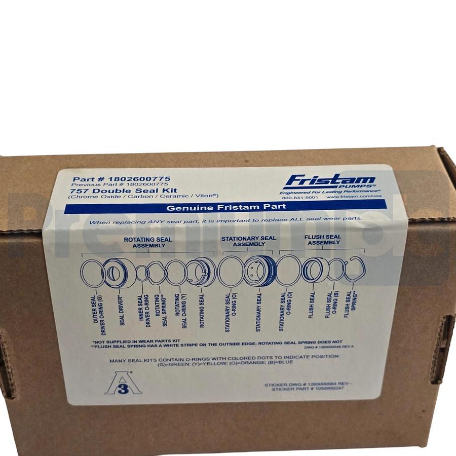 Used Fristam 1802600775 757 Double Seal Kit Chrome Oxide Carbon Ceramic Viton OEM NEW