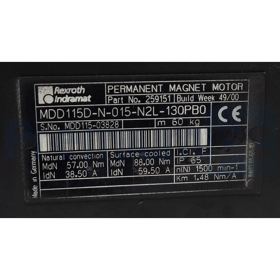 Rexroth Indramat MDD115D-N-015-N2L-130PB0 - R911259151 MDD Servo Motor 57Nm NSNP