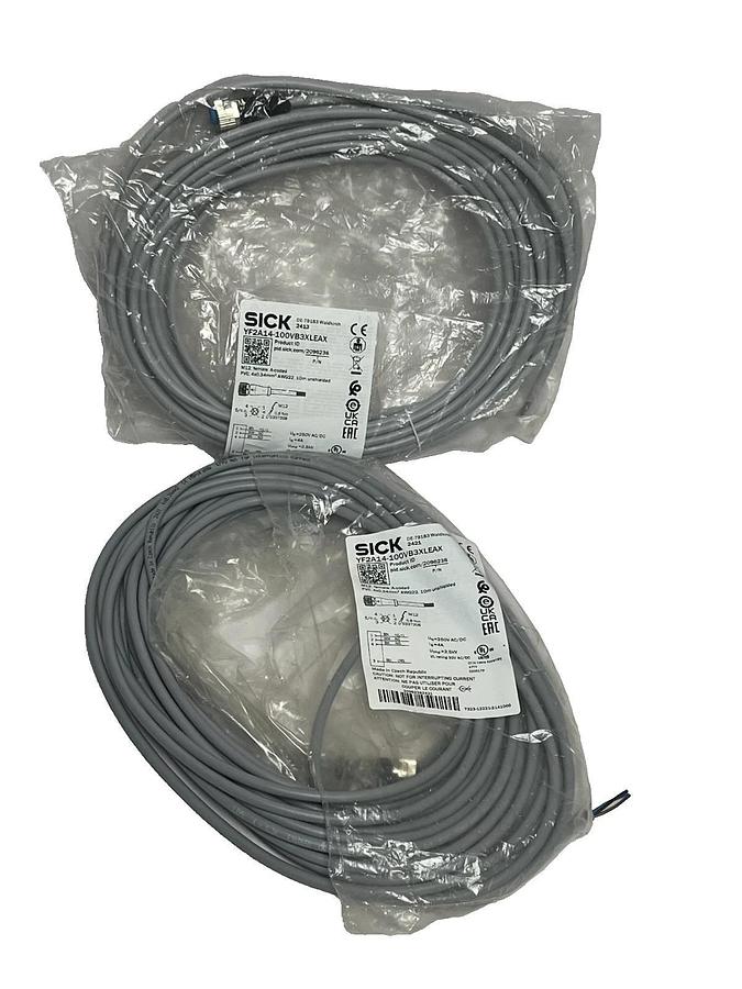 Lot of 2 SICK YF2A14-100VB3XLEAX Sensor Cable M12 4-Pin 10m NEW
