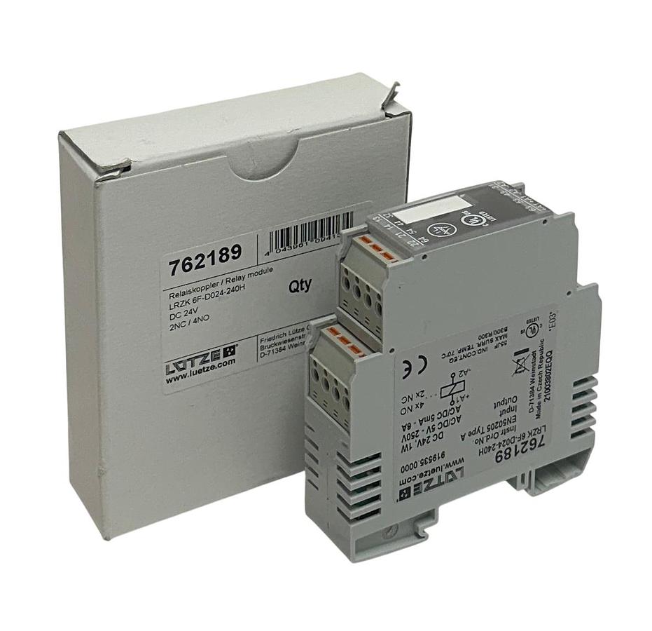 Used LUTZE / LUETZE LRZK 6F-D024-240H / 762189 RELAY MODULE 24VDC 2NC/2NO NSMP