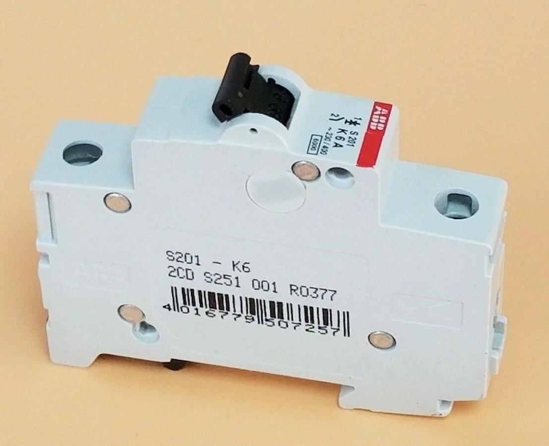 Used ABB S201-K6 CIRCUIT BREAKER, 1AMP, 230/400VAC, 1POLE, S201K6A