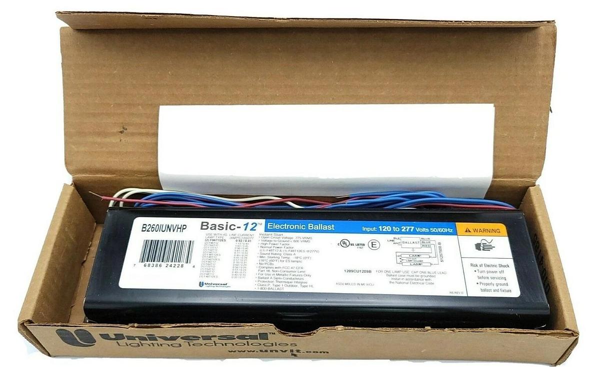 Used NIB UNIVERSAL LIGHTING TECHNOLOGY B260IUNVHP 000I ELECTRONIC BALLAST 120-277 VAC