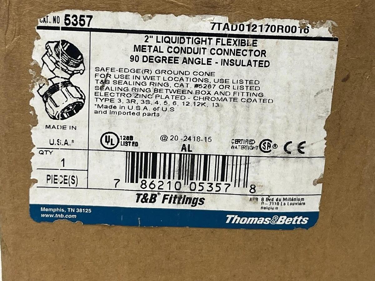 THOMAS & BETTS 5357 Liquidtight Connector | 2" 90° Angle | INSULATED | NSMP