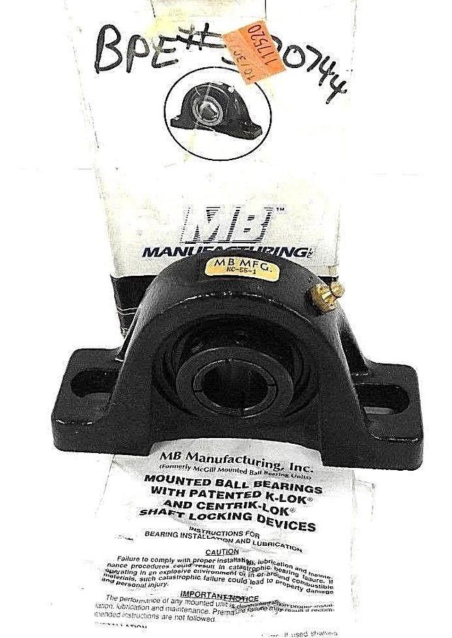 Used NIB MB MFG. KC-55-1 PILLOW BLOCK BALL BEARING 1INCH DIA 2BOLT KROWN REGAL SERIES