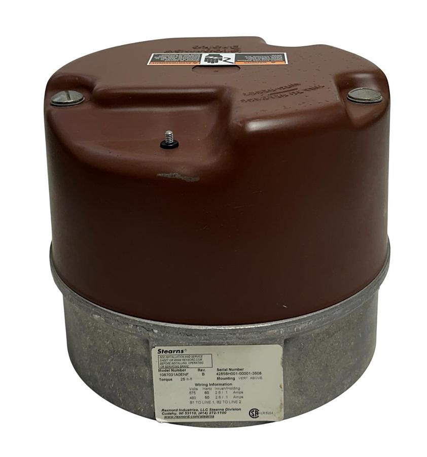Used STEARNS 1087031A0ENF Rev. B BRAKE ASSEMBLY 25LB-FT VERTICAL MOUNT 480-575V NSNP
