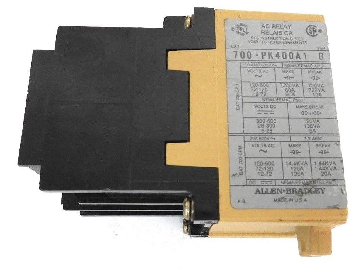 Used ALLEN BRADLEY 700-PK400A1 MASTER CONTROL AC RELAY SER. B 700PK400A1, 115-120V