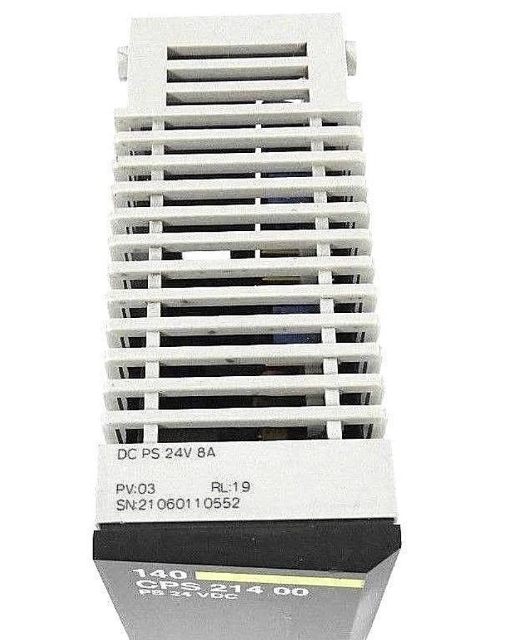 Used SCHNEIDER MODICON 140CPS21400 POWER SUPPLY 8AMP 24VDC, PV: 03, RL: 19