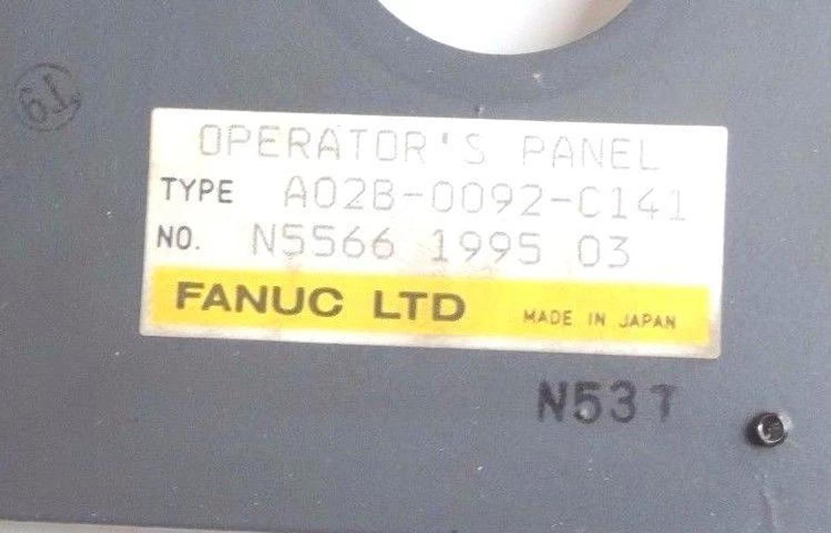 Used FANUC A02B-0092-C141 OPERATOR'S PANEL W/ A16B-1310-0380/04B BOARD, A02B0092C141