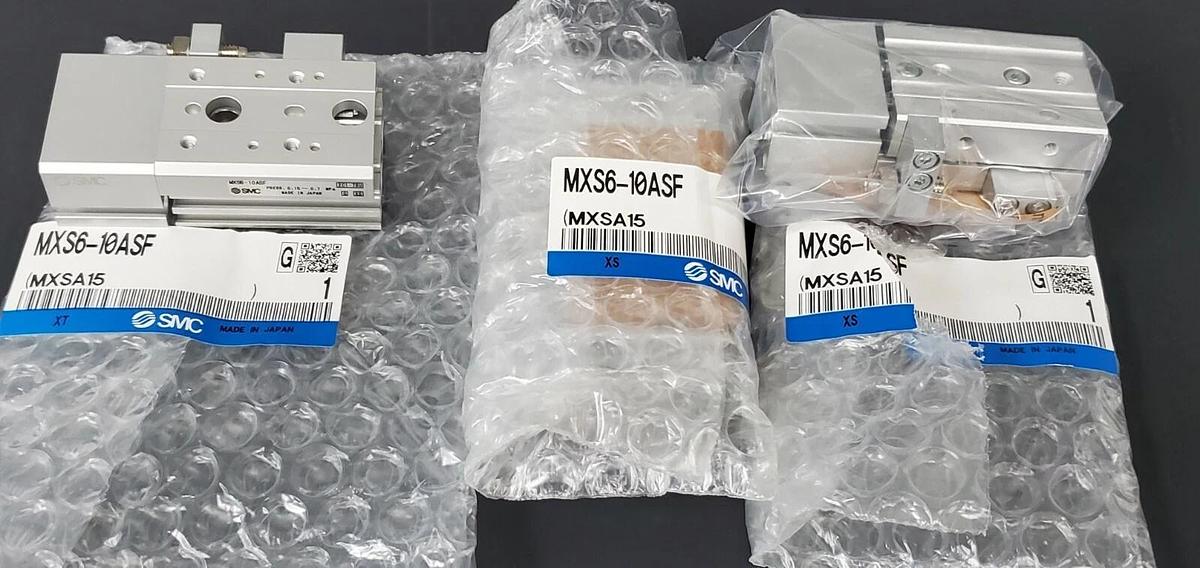 Used LOT OF 3 NEW SMC MXS6-10ASF CYLINDER AIR SLIDE TABLES MXS610ASF