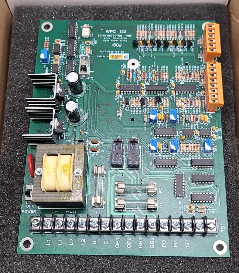 Used NEW WEB PRINTING 800-123-00 PC BOARD SONIC DETECTOR WPC 123 16 POINT TERMINAL