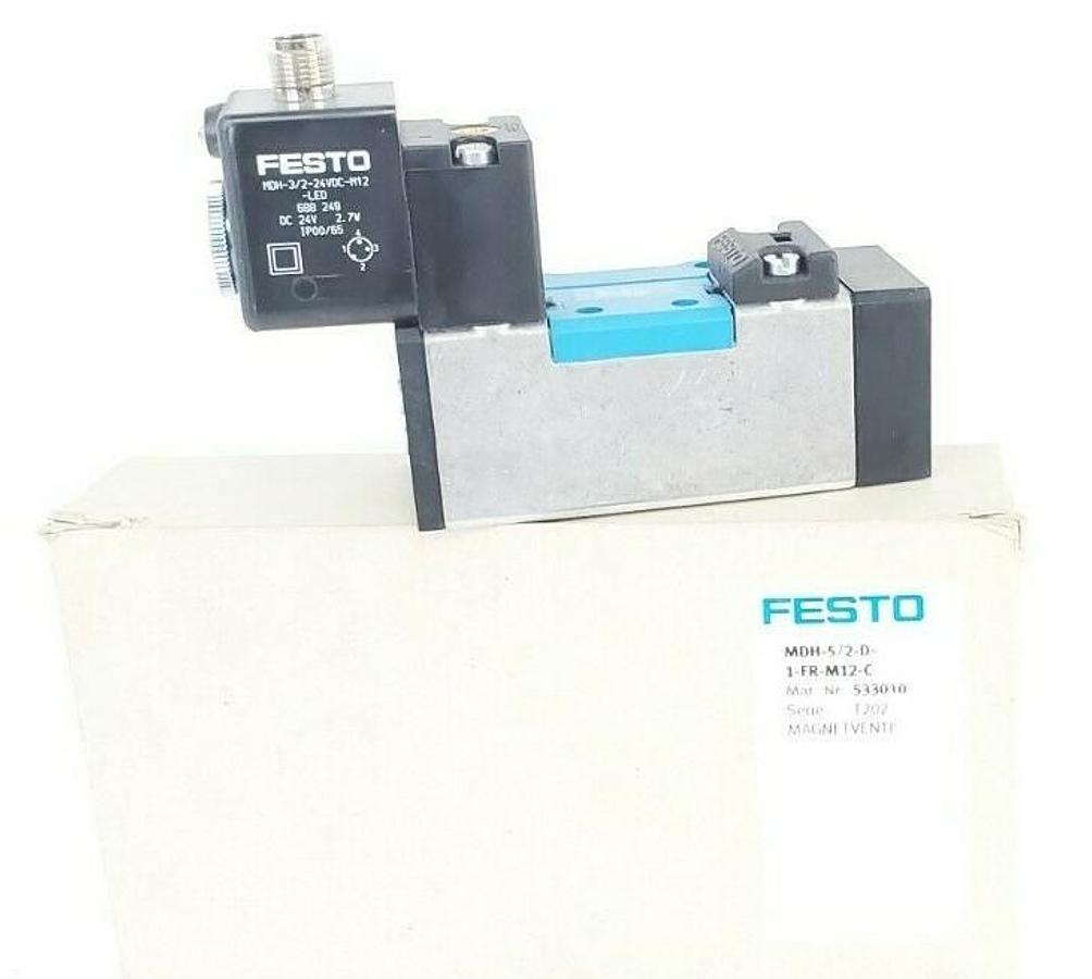Used NIB FESTO MDH-5/2-D-1-FR-M12-C SOLENOID VALVE MAT. NR. 533010 SERIE: T202