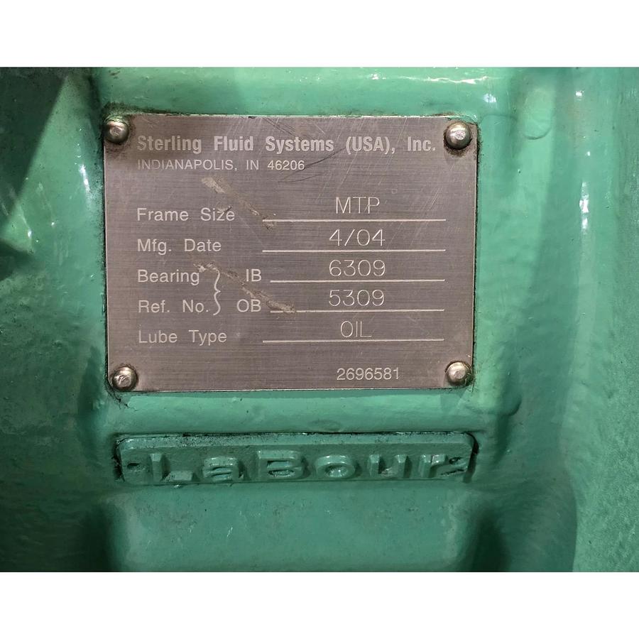 Refurbished STERLING PEERLESS LaBour 3X4-8G MTP 8196-M 316SS CENTRIFUGAL PUMP 500GPM REFURB