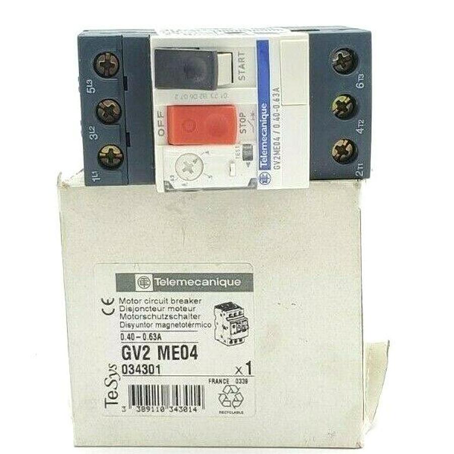 Used NEW TELEMECANIQUE GV2-ME04 MOTOR CIRCUIT BREAKER 0.40-0.63A 034301 GV2ME04