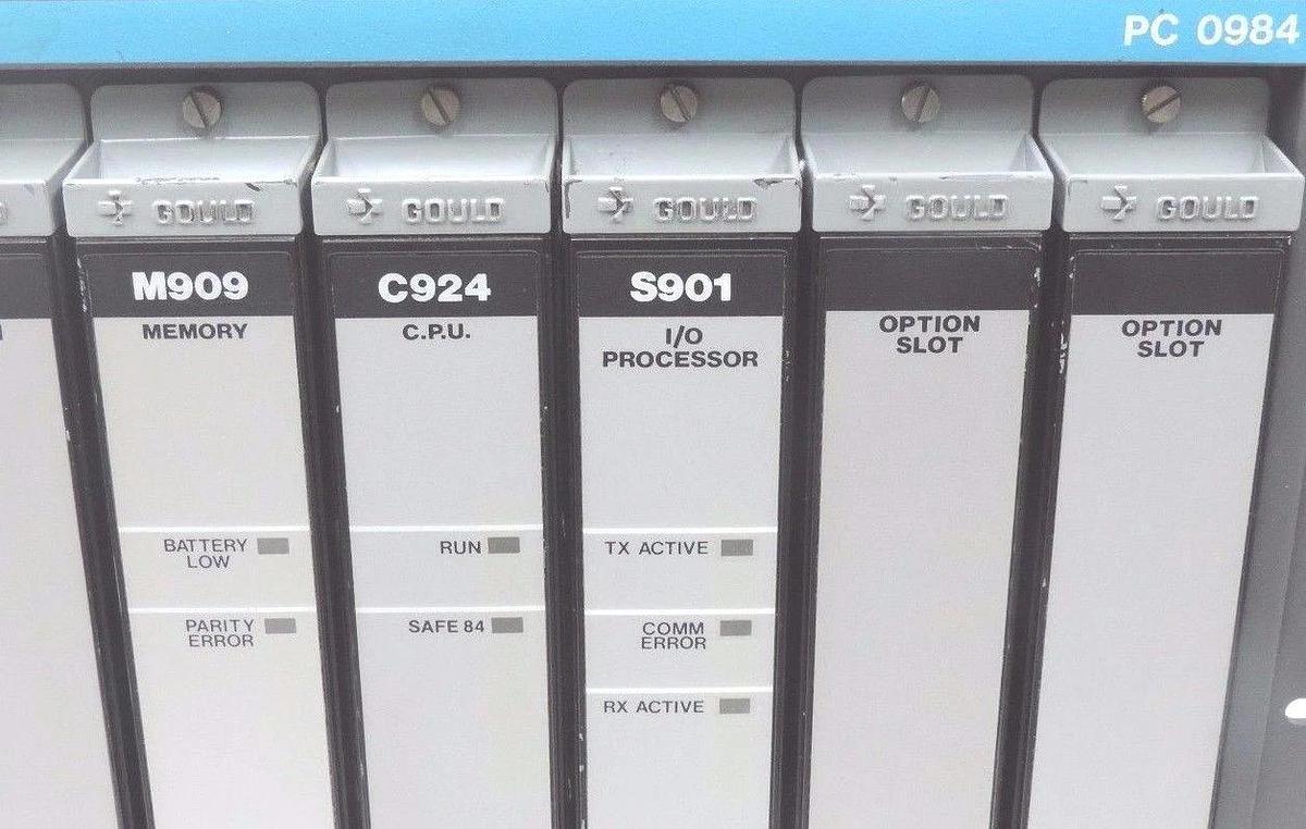Used GOULD MODICON AS-984B-128 MODULE 200 I / O SYS 24BIT 128K W/ S902 MEMORY MODULE