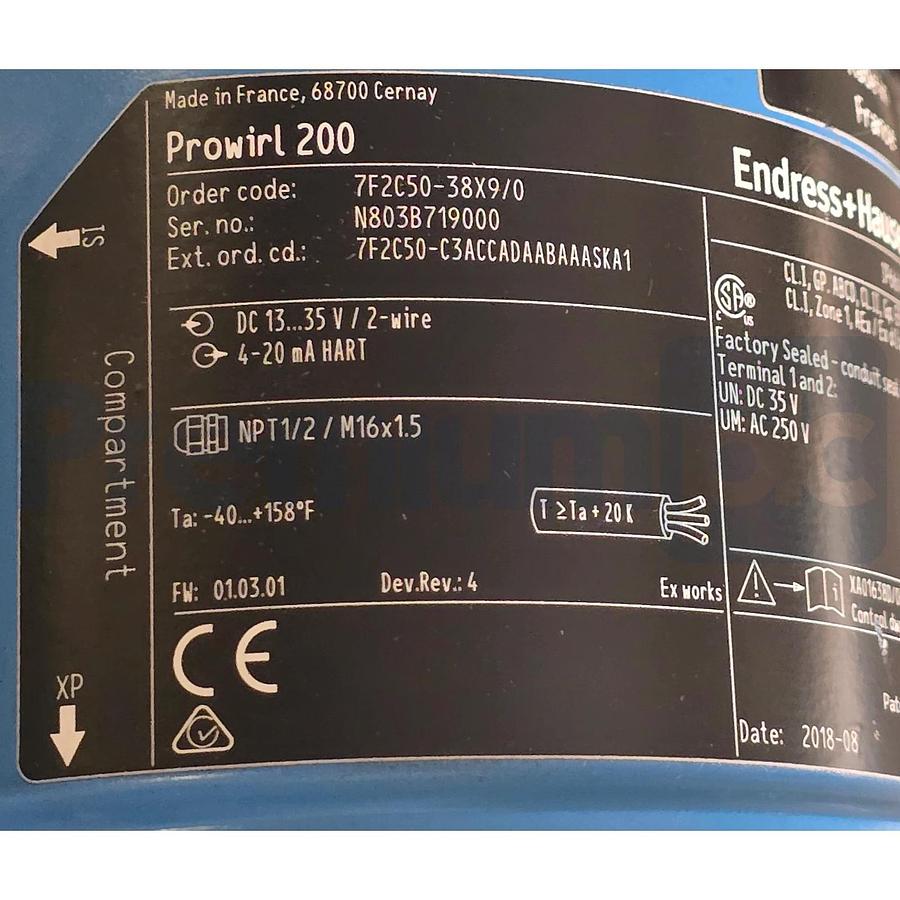 Endress+Hauser 7F2C50-38X9/0 Prowirl 200 Flowmeter 2" 7F2C50-C3ACCADAABAAASKA1