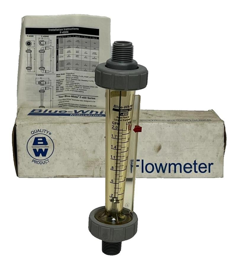 Blue-White F-450N In-Line Flow Meter F-45376L-8 0.1-1.0 GPM 3/8" NPT - NSMP