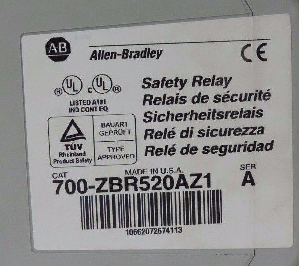 Used ALLEN BRADLEY 700-ZBR520AZ1 SAFETY RELAY SER A 700ZBR520AZ1