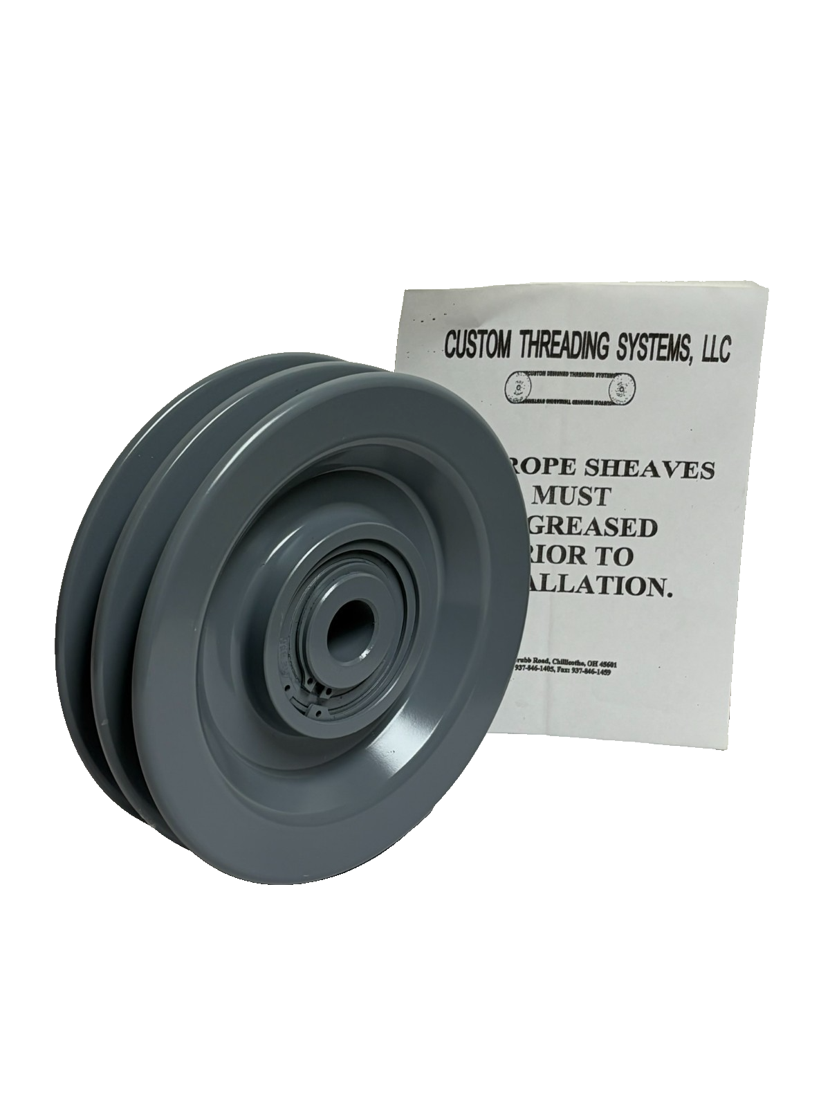 Used Custom Threading Systems 2 Groove Rope Sheave 1-1/4" Bore Industrial Pulley
