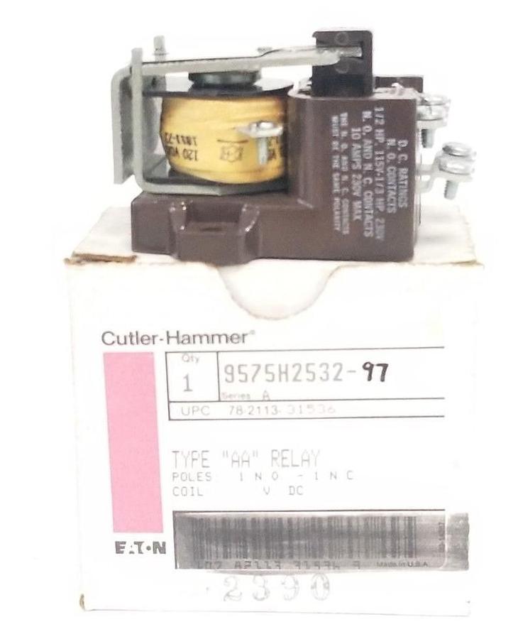 Used NIB CUTLER-HAMMER 9575H2532-97 TYPE "AA" RELAY COIL 120V, 9575H253297