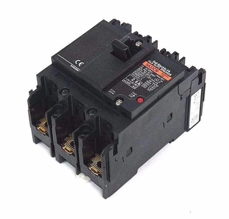 Used NIB FUJI SA33CM CIRCUIT BREAKER BM3ASC-2P6, 3P, 2.6A, AC500V,  BM3ASC2P6