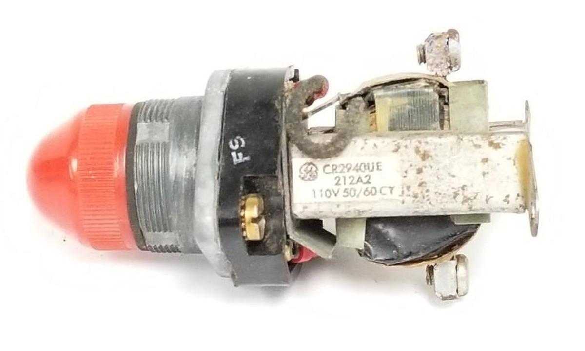 Used GENERAL ELECTRIC CR2940UE-212A2 INDICATOR LIGHT RED 110V 50/60CY CR2940UE212A2