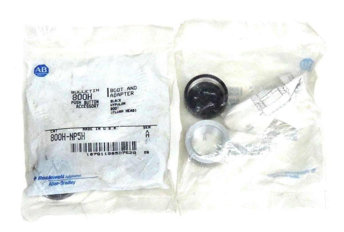 Used LOT OF 2 NIB ALLEN BRADLEY 800H-NP5H SER. A BOOTS AND ADAPTERS BLACK, 800HNP5H