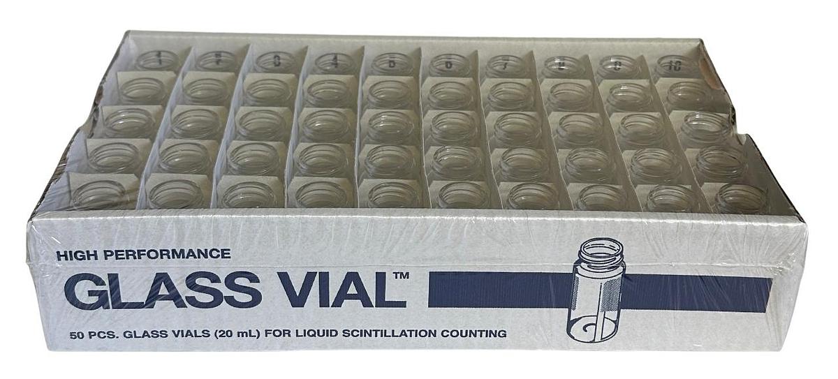 Used 450 NEW PerkinElmer 6000128 20mL HIGH PERFORMANCE GLASS VIALS W/ SCREW CAPS