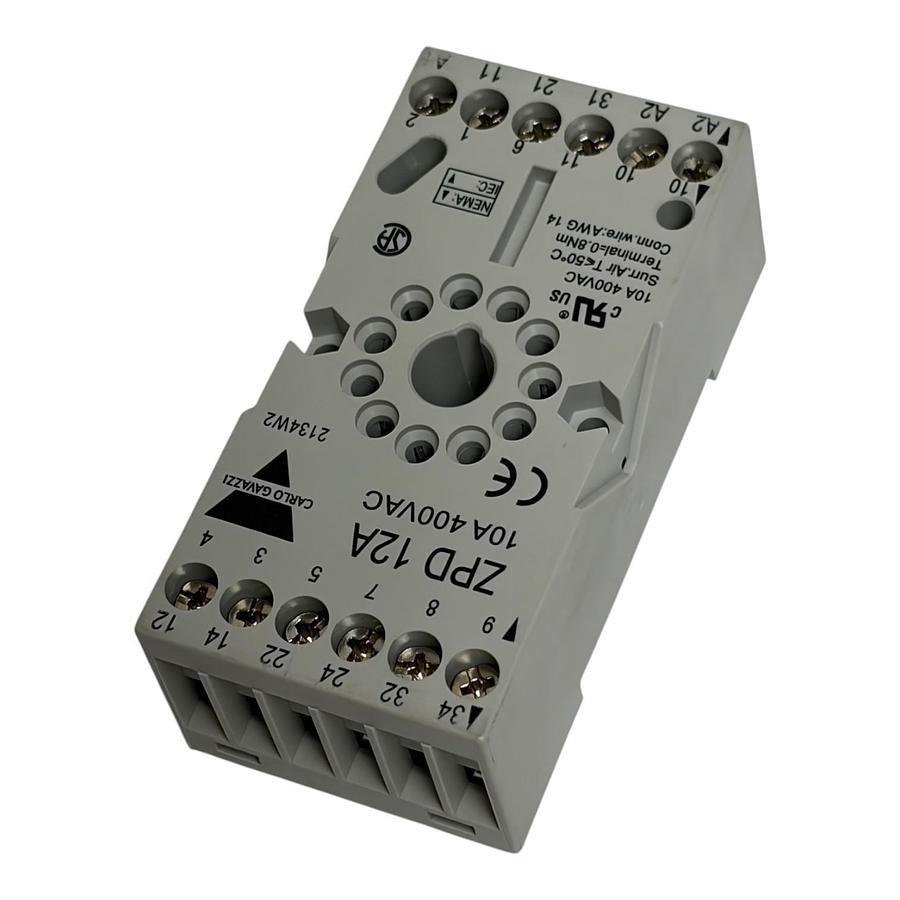 Used Carlo Gavazzi ZPD12A 11-Pin Circular Relay Socket Base 10A 400VAC Lot of 4