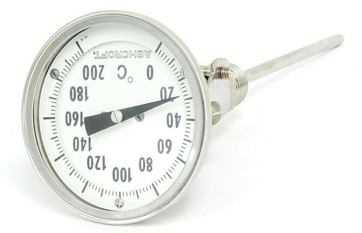 Used ASHCROFT 0-200 DEGREE C THERMOMETER, ~5.25" PROBE