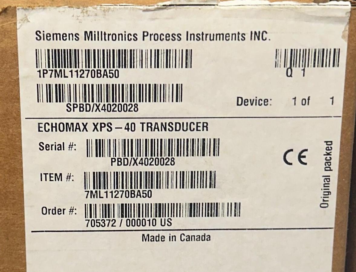 Used SIEMENS MILLTRONICS 7ML11270BA50 ECHOMAX XPS-40 TRANSDUCER 7ML1127 NSMP