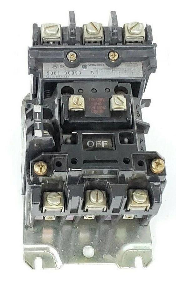 Used ALLEN BRADLEY 500F-BOD93 CONTACT STARTER SER. B, CB236 COIL (SMALL CRACK)