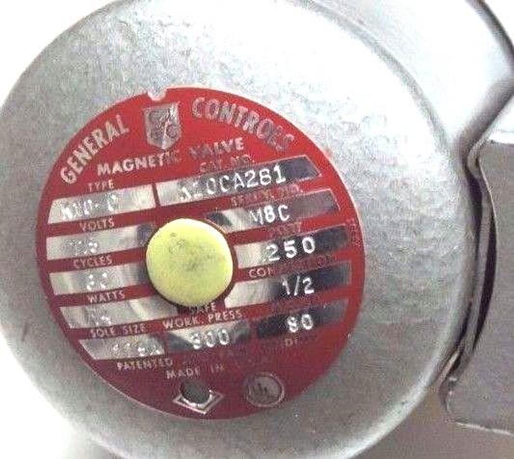 Used NIB GENERAL CONTROLS K10-C MAGNETIC VALVE K10CA281 1/2" CONNECTION