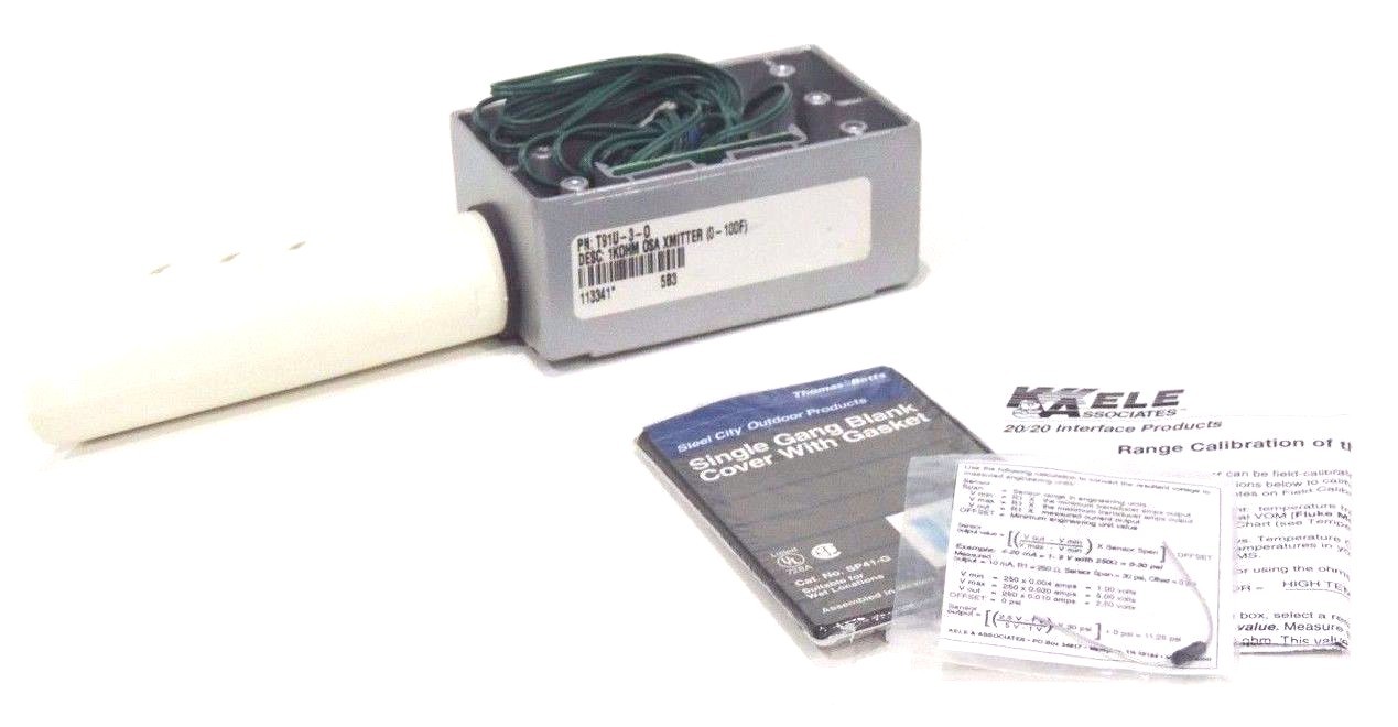 Used NEW KELE T91U-3-O TEMPERATURE TRANSMITTER 1KOHM OSA XMITTER (0-100F) T91U3O