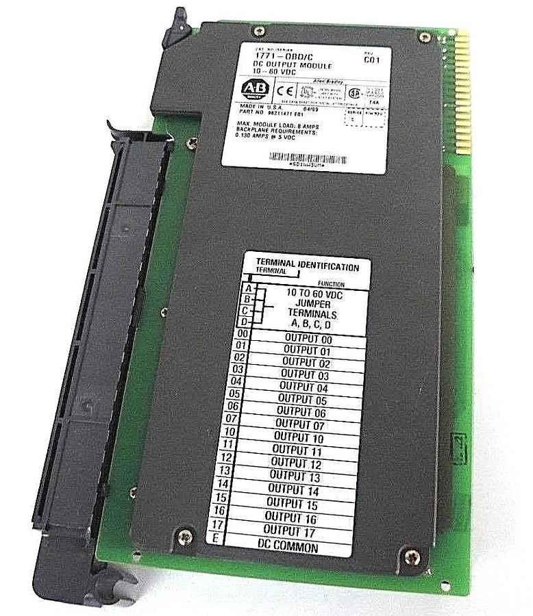 Used ALLEN BRADLEY 1771-OBD/C SER.C, REV. C01, DC OUTPUT MODULE 10-60VDC 96211471 E01