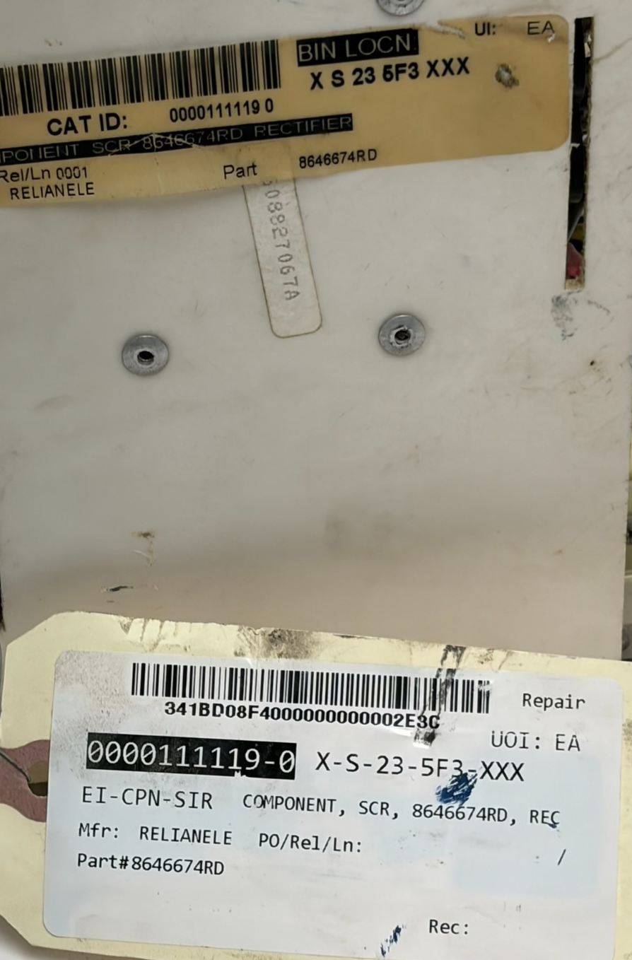 Used Reliance Electric 8646674RD SCR Rectifier Assembly with Gould A50P800 Fuses