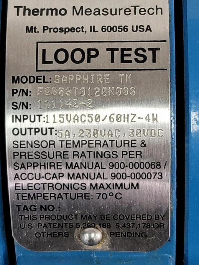 Used NEW THERMO MEASURETECH MODEL SAPPHIRE TM LOOP TEST FG0SST0120N00S